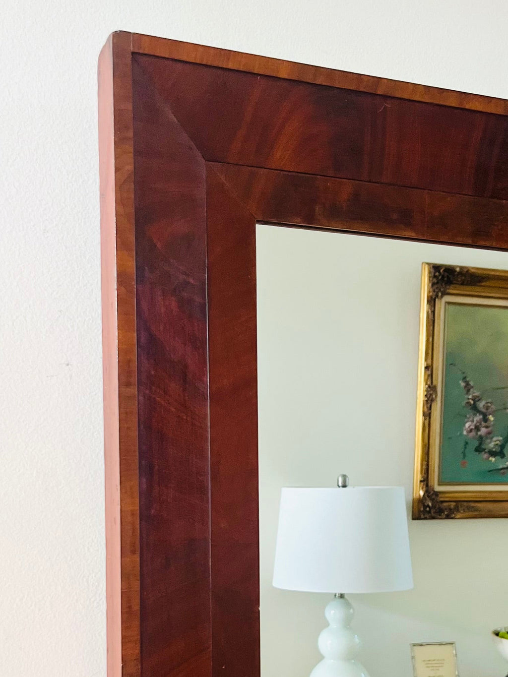 Antique burl mahogany mirror