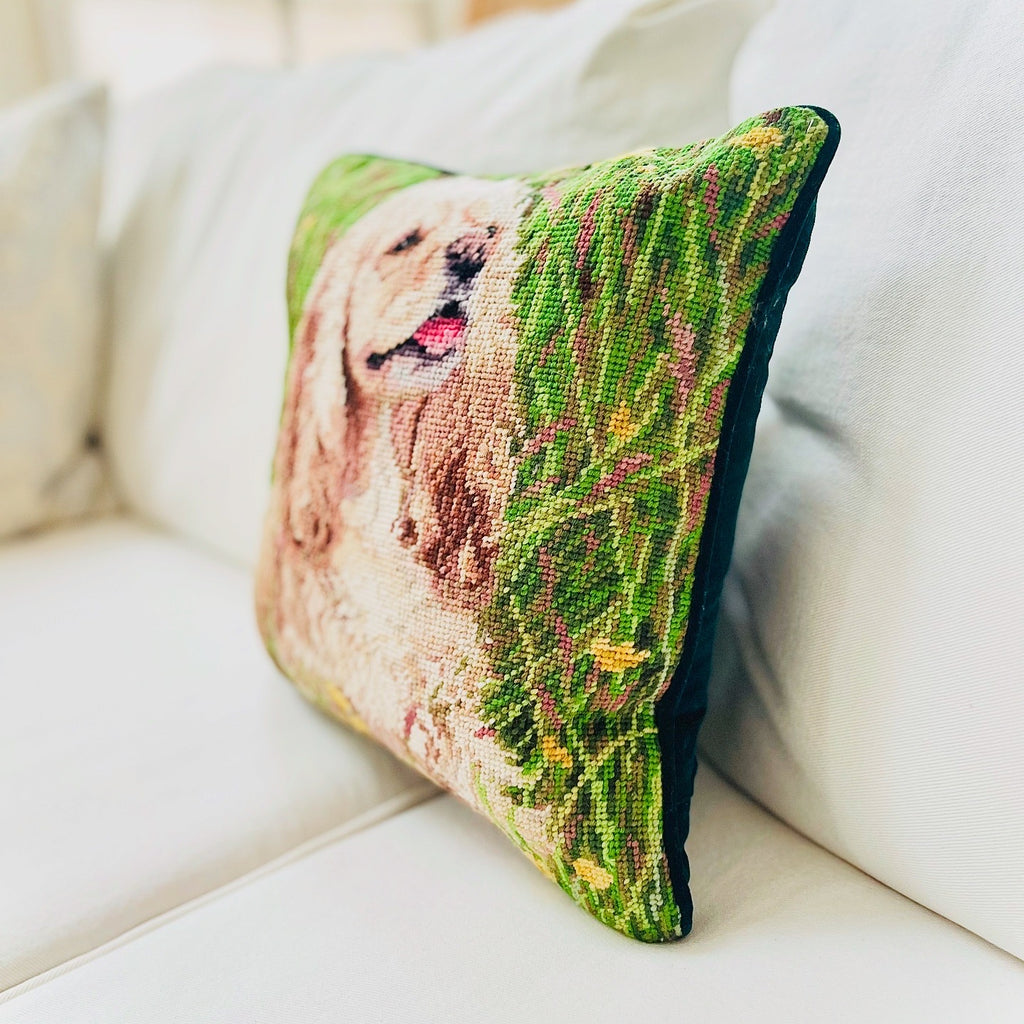 Cocker Spaniel needlepoint pillow