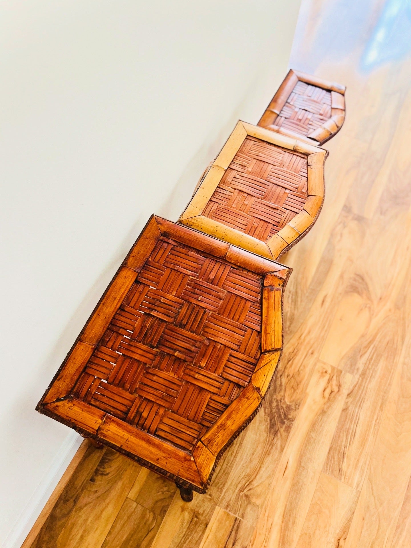 Burnt bamboo nesting tables