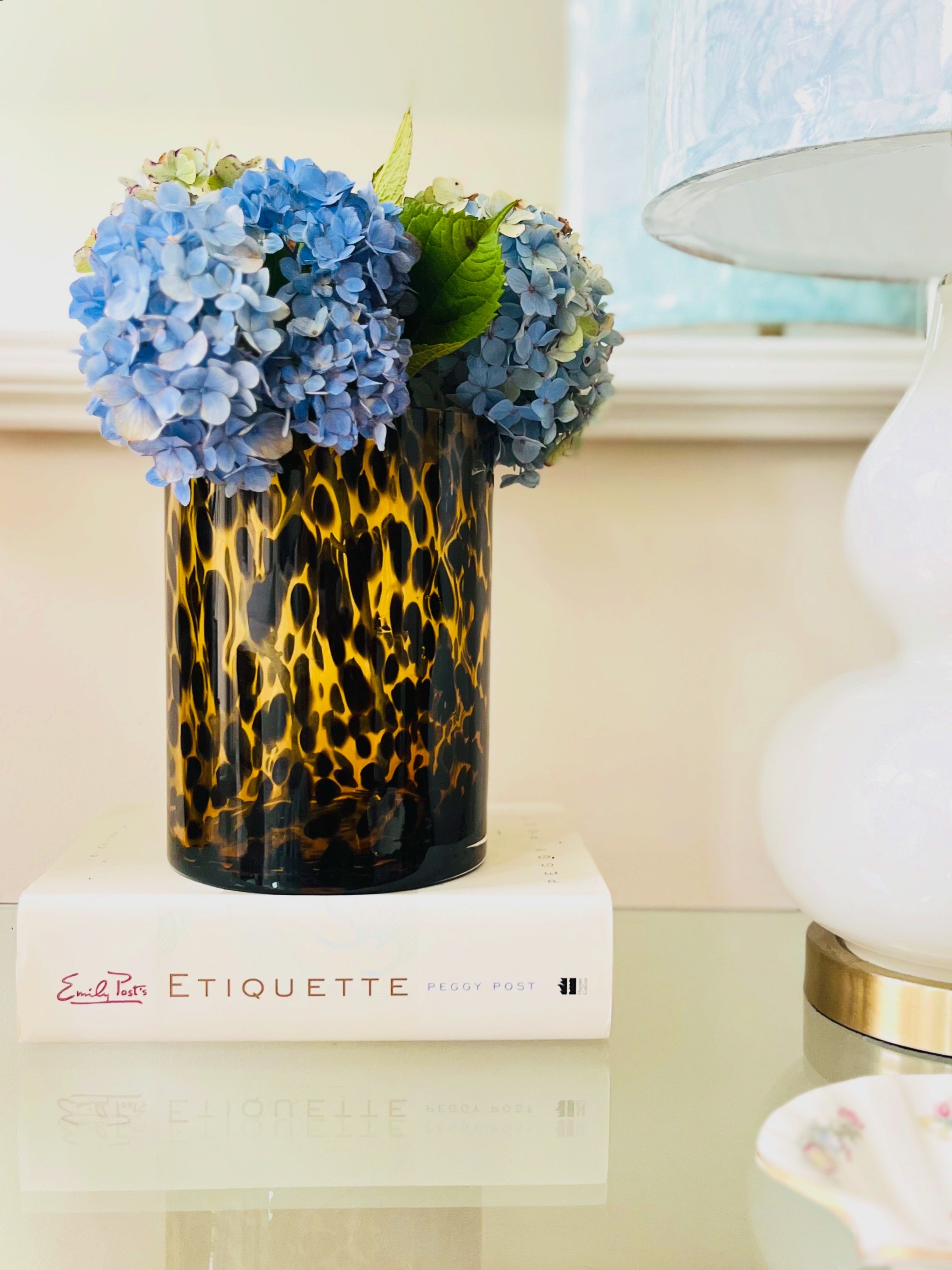 Tortoiseshell 8” tall cylinder vase