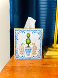 Tissue box cover (blue/white leopards)