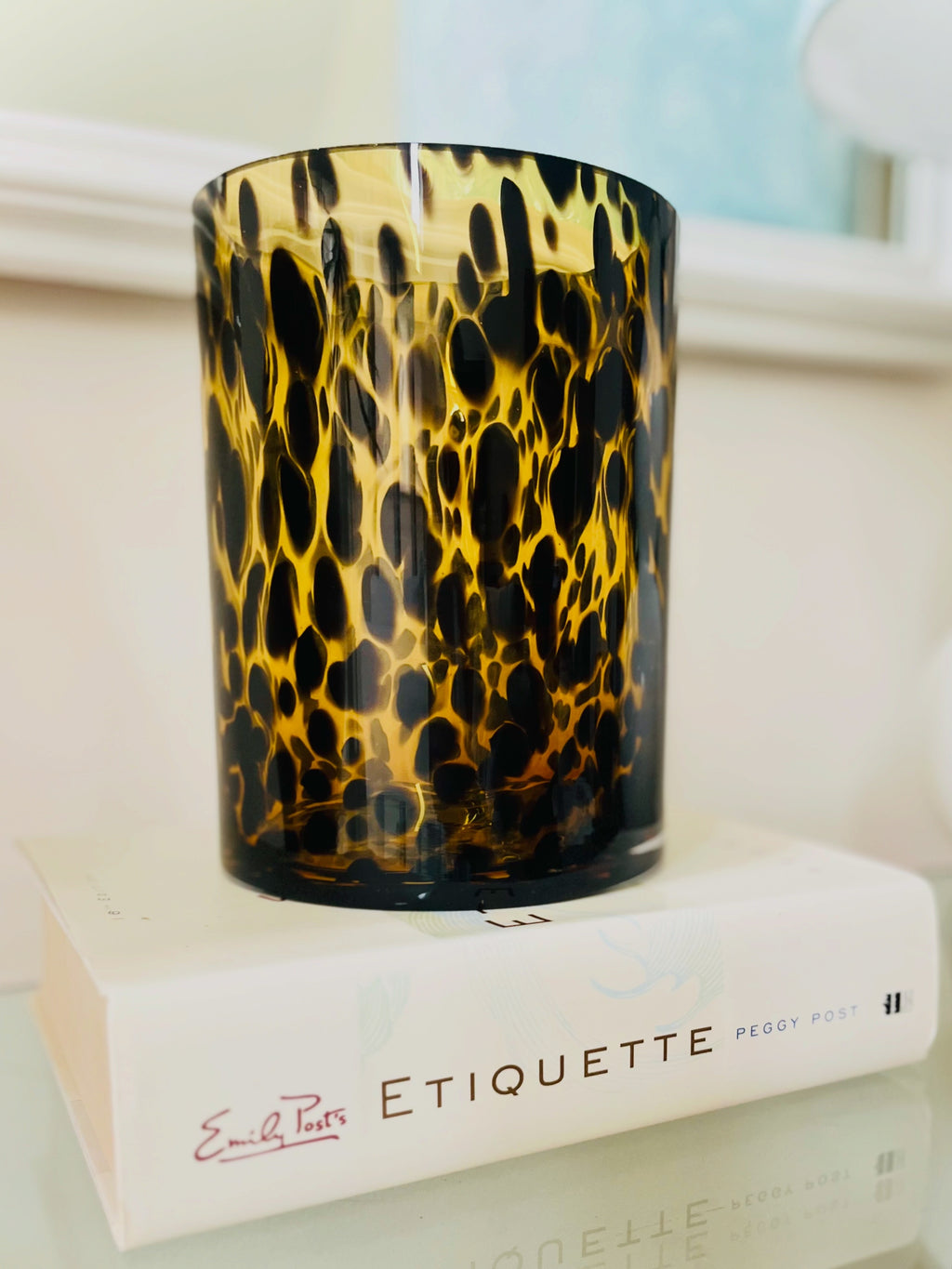 Tortoiseshell 8” tall cylinder vase