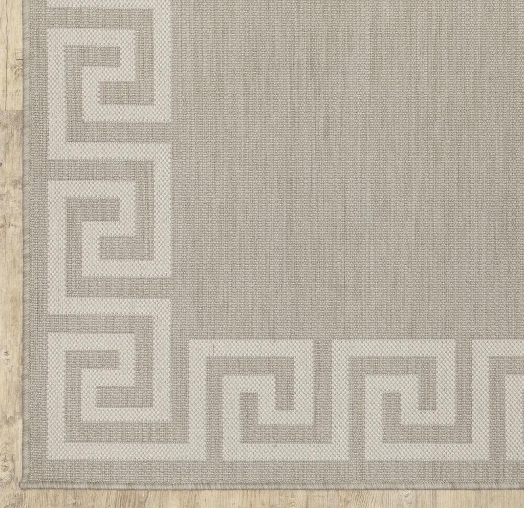 Greek key taupe indoor/outdoor rug