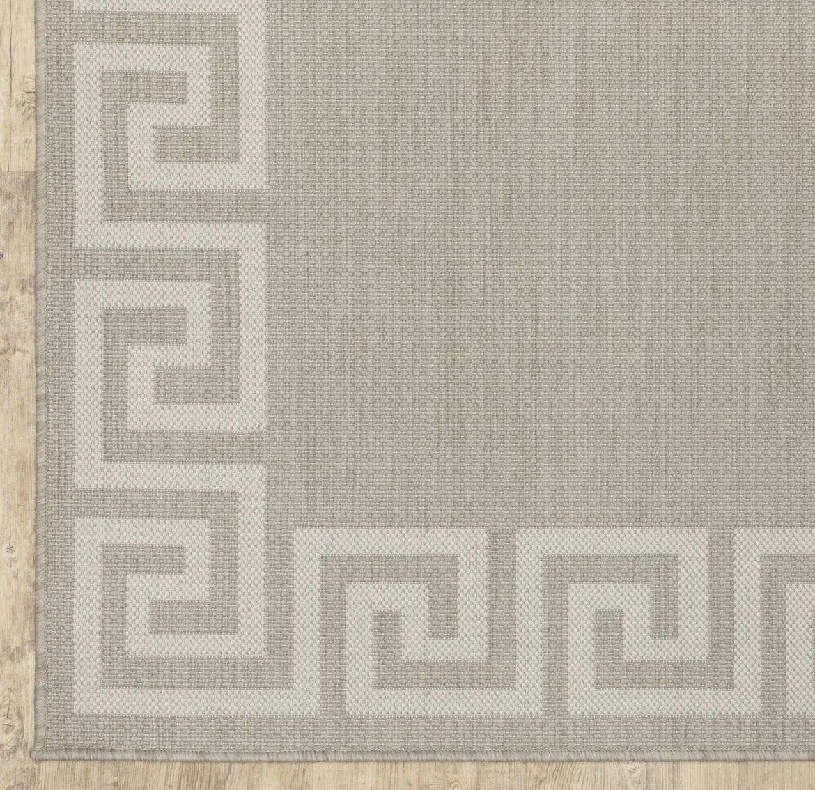 Greek key taupe indoor/outdoor rug
