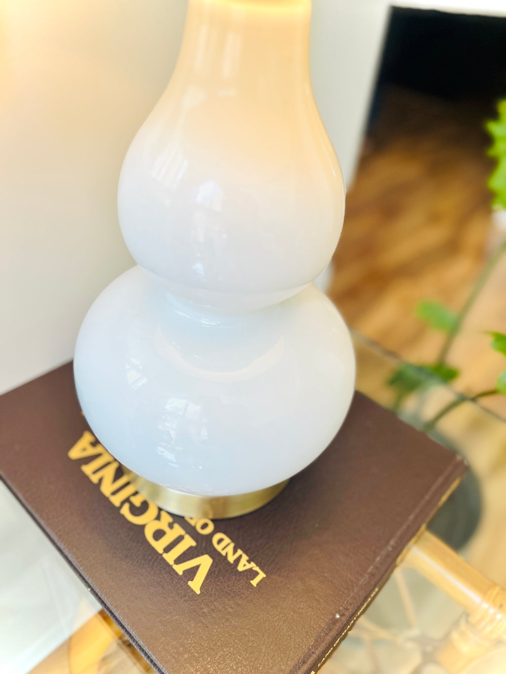 White glass table lamp 24”