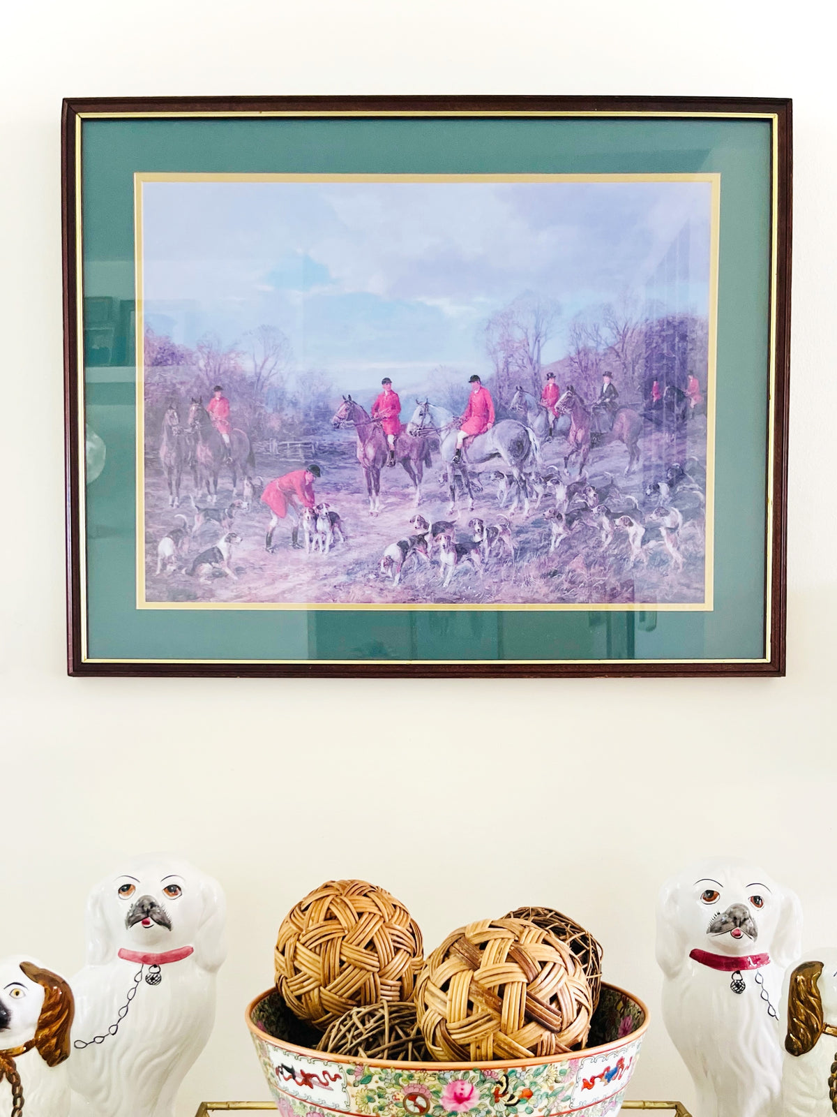 “The Meet” framed fox hunting print