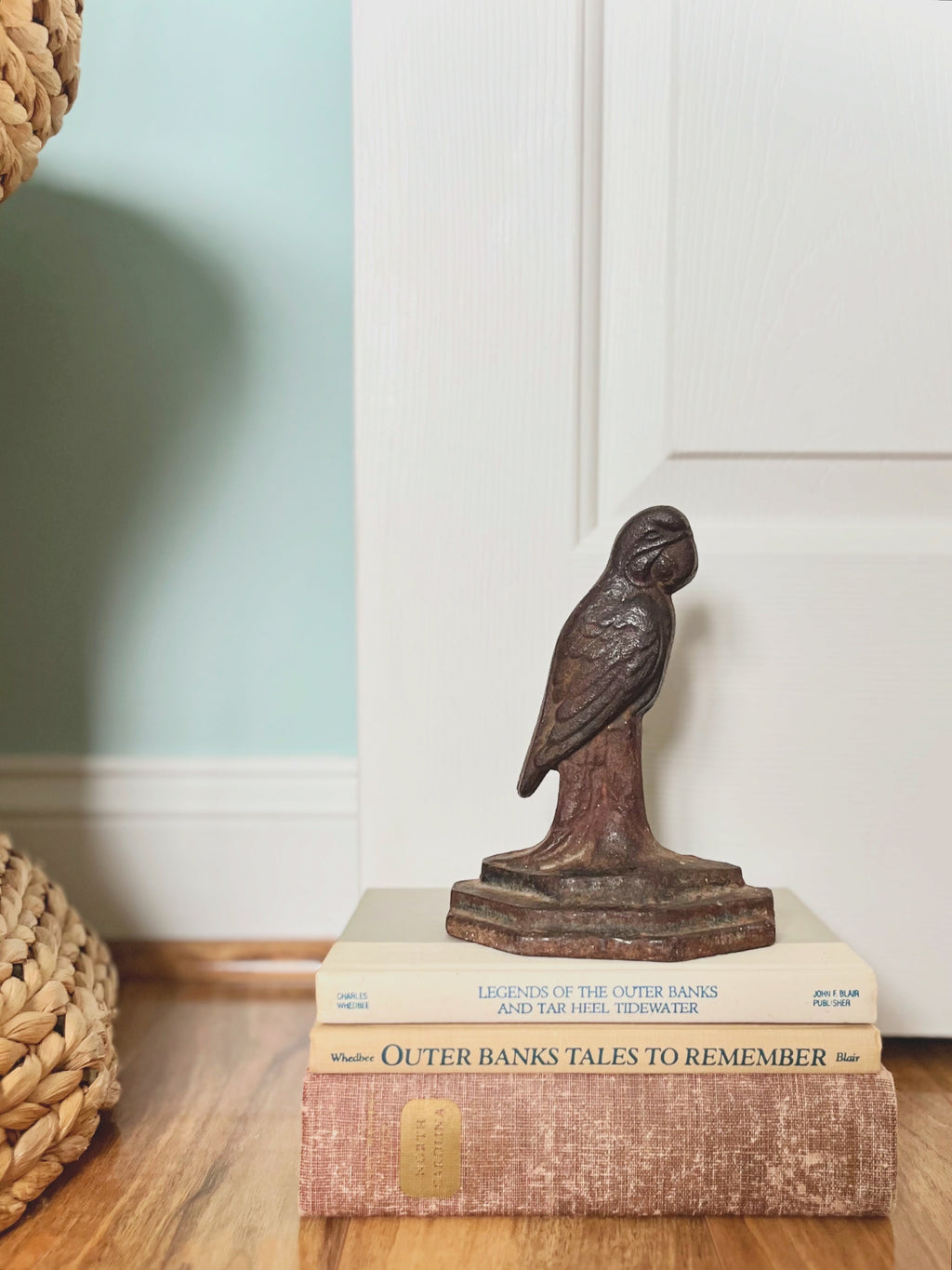 Antique cast iron parrot doorstop