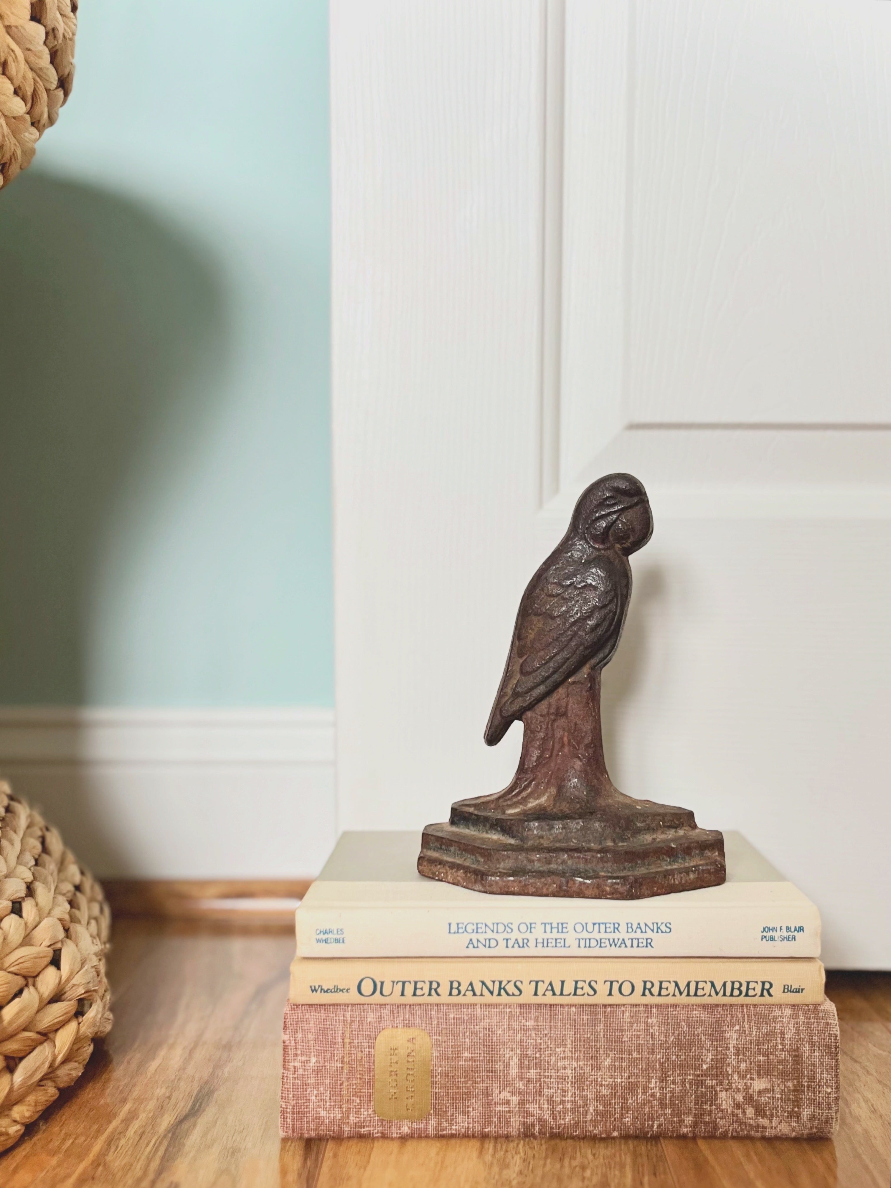 Antique cast iron parrot doorstop