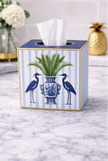 Tissue box cover (chinoiserie herons)