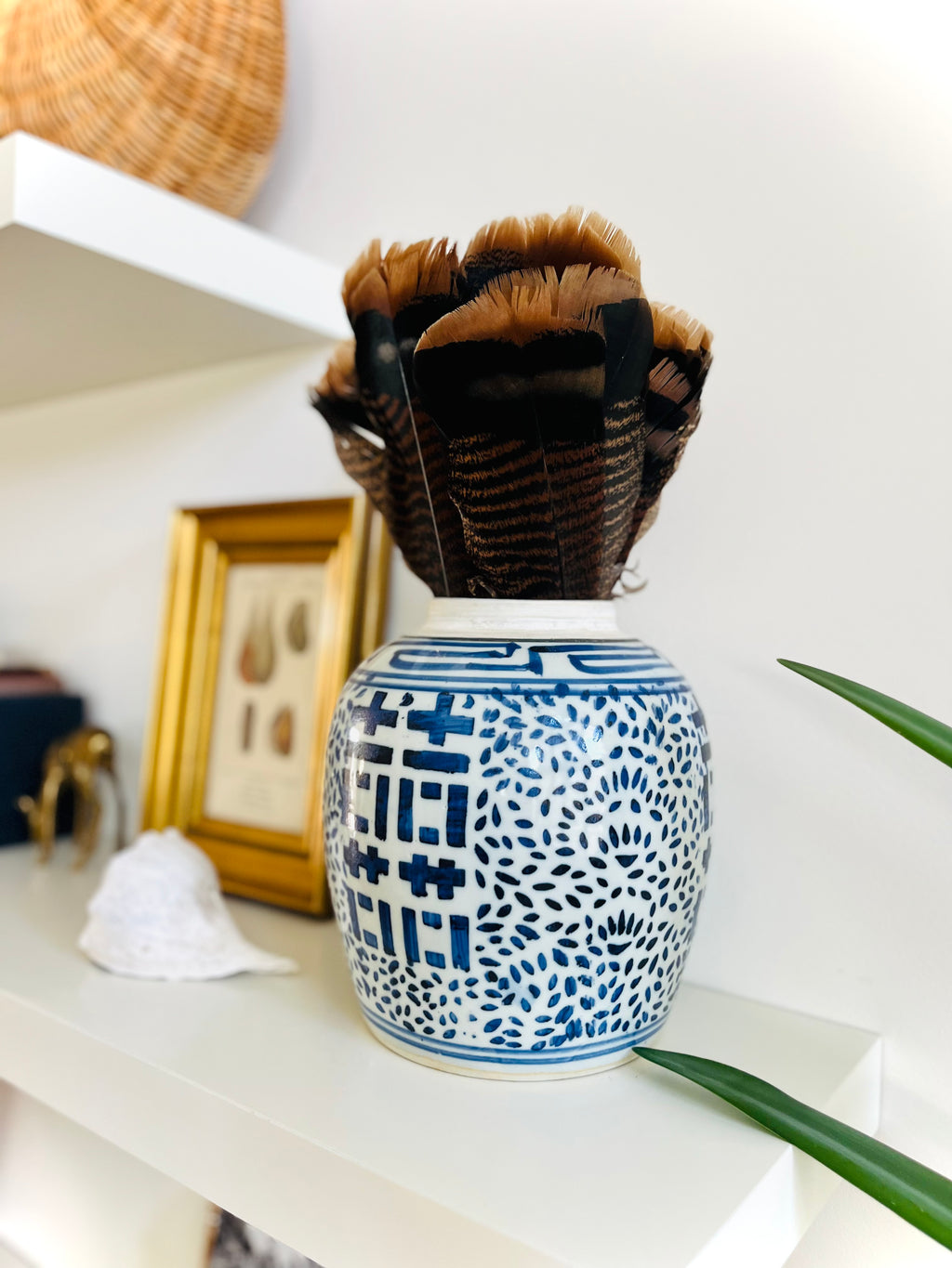 Blue & white double happiness ginger jar
