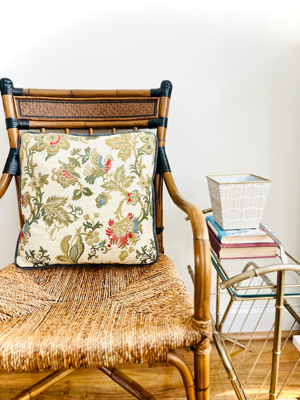 Pheasant & floral throw pillow