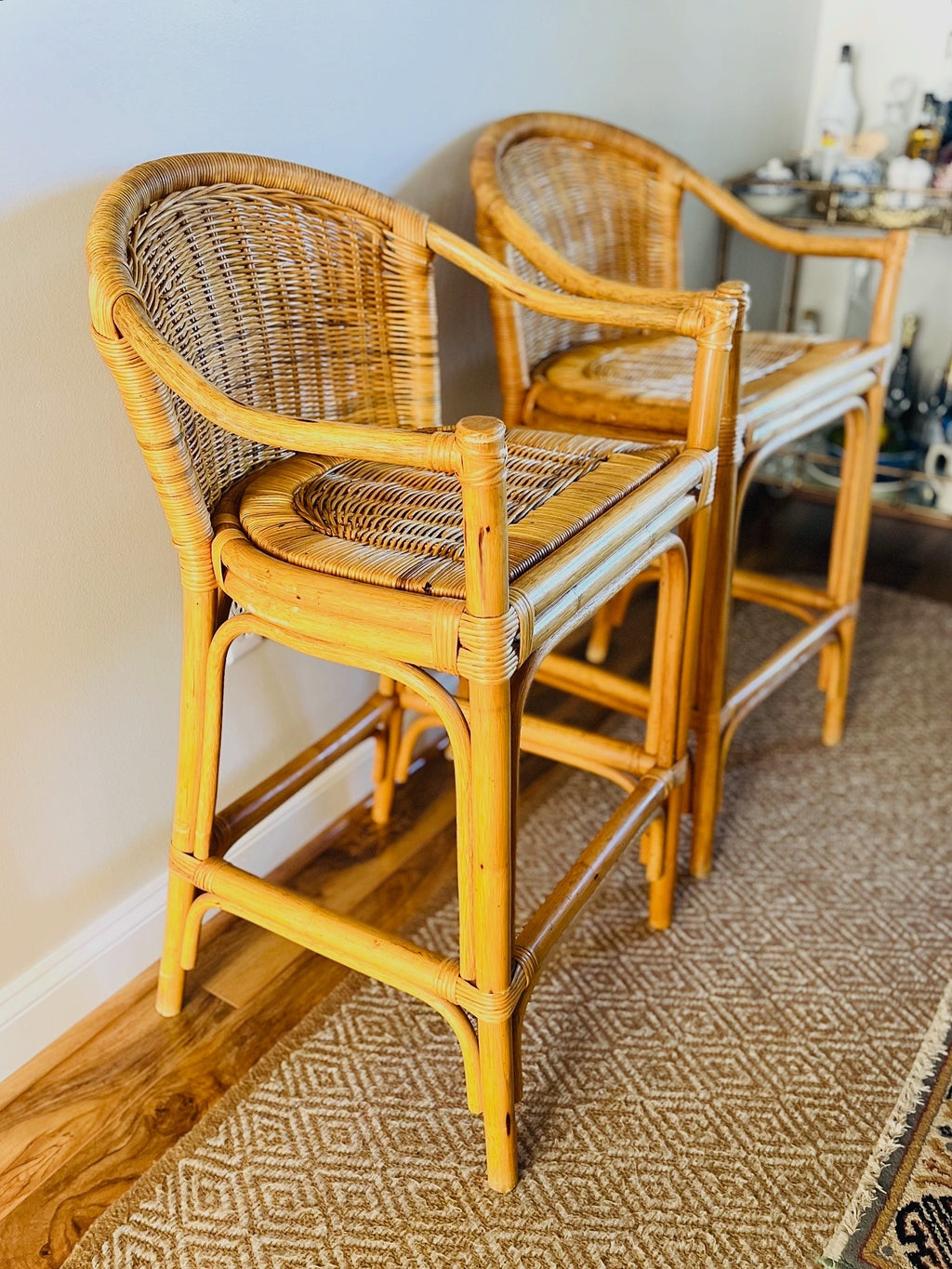 Rattan barstools