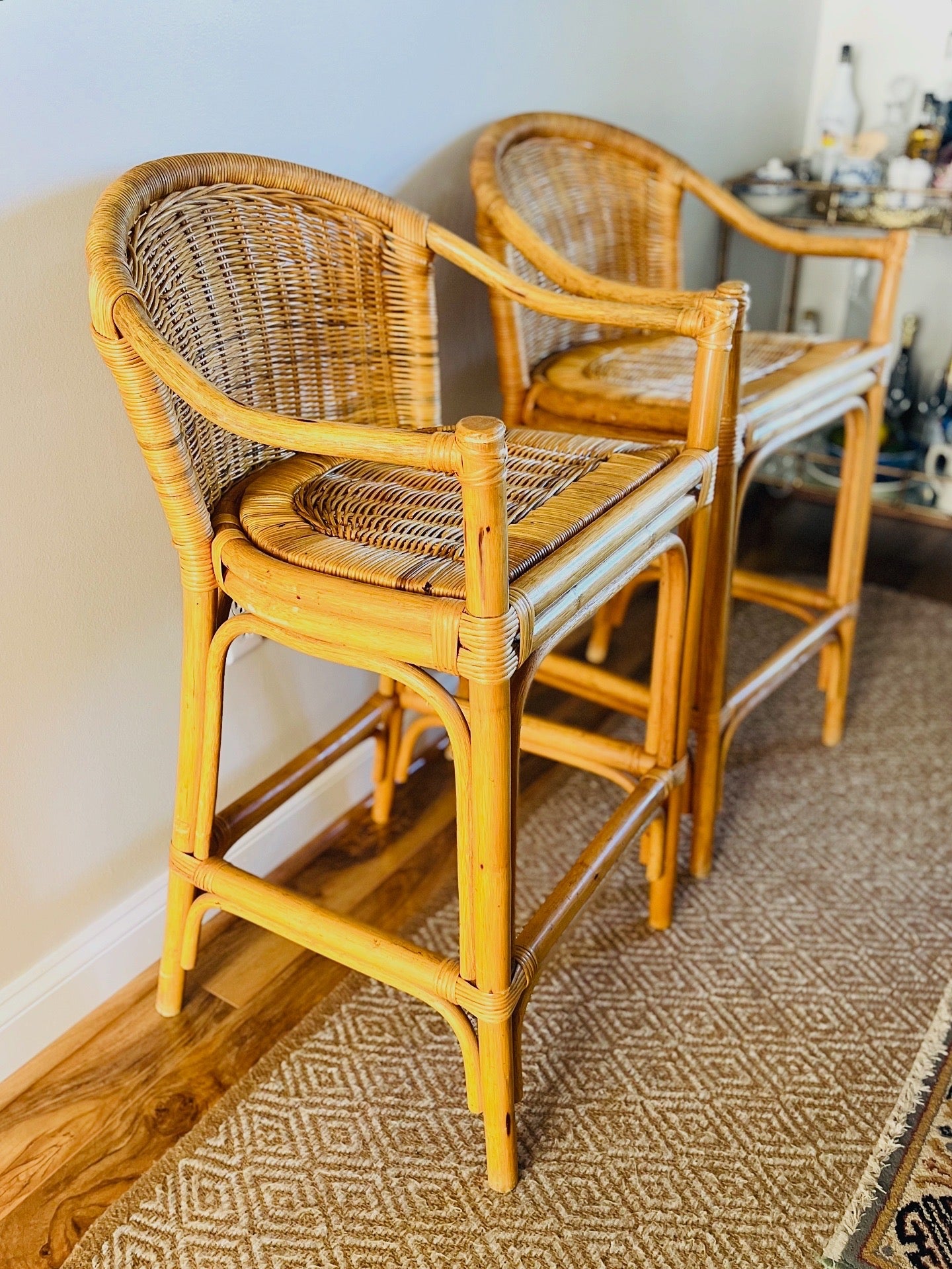 Rattan barstools