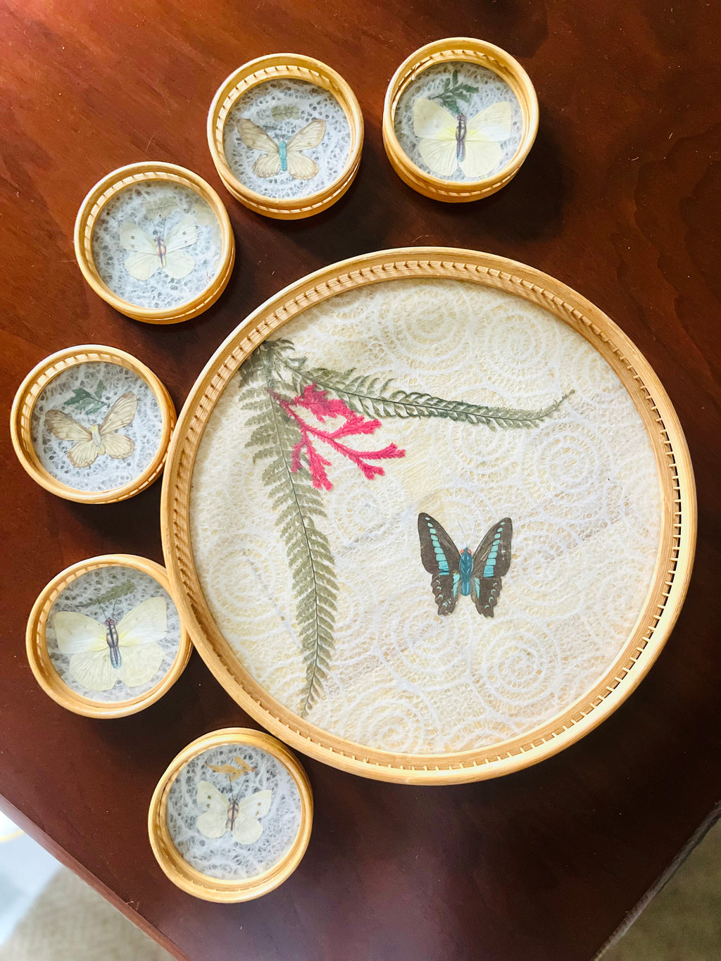Butterfly tray & coaster set