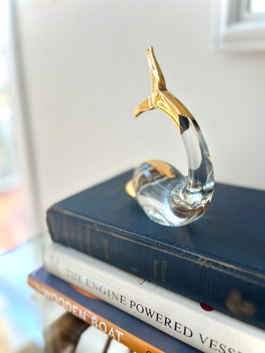 Art glass & gold whale