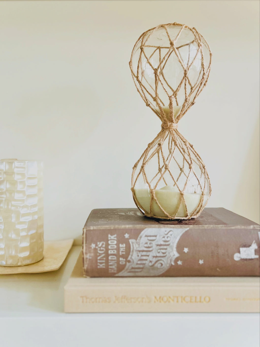 Natural sand & jute hourglass