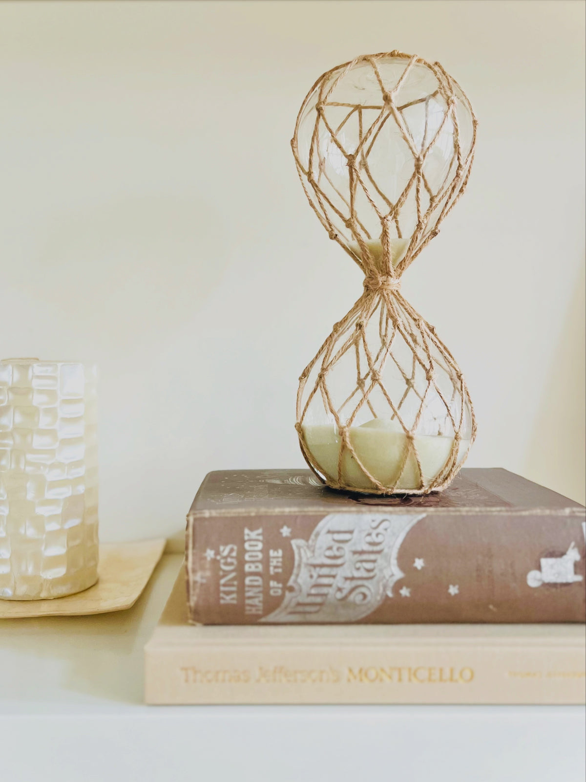 Natural sand & jute hourglass