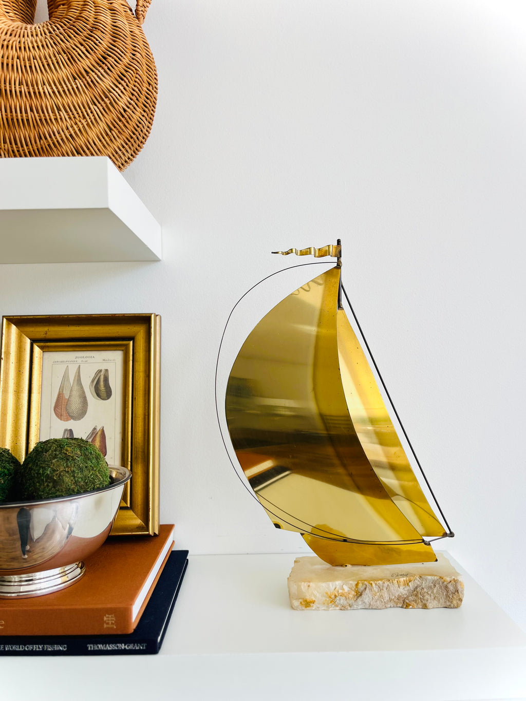 Brass & onyx 17” sailboat
