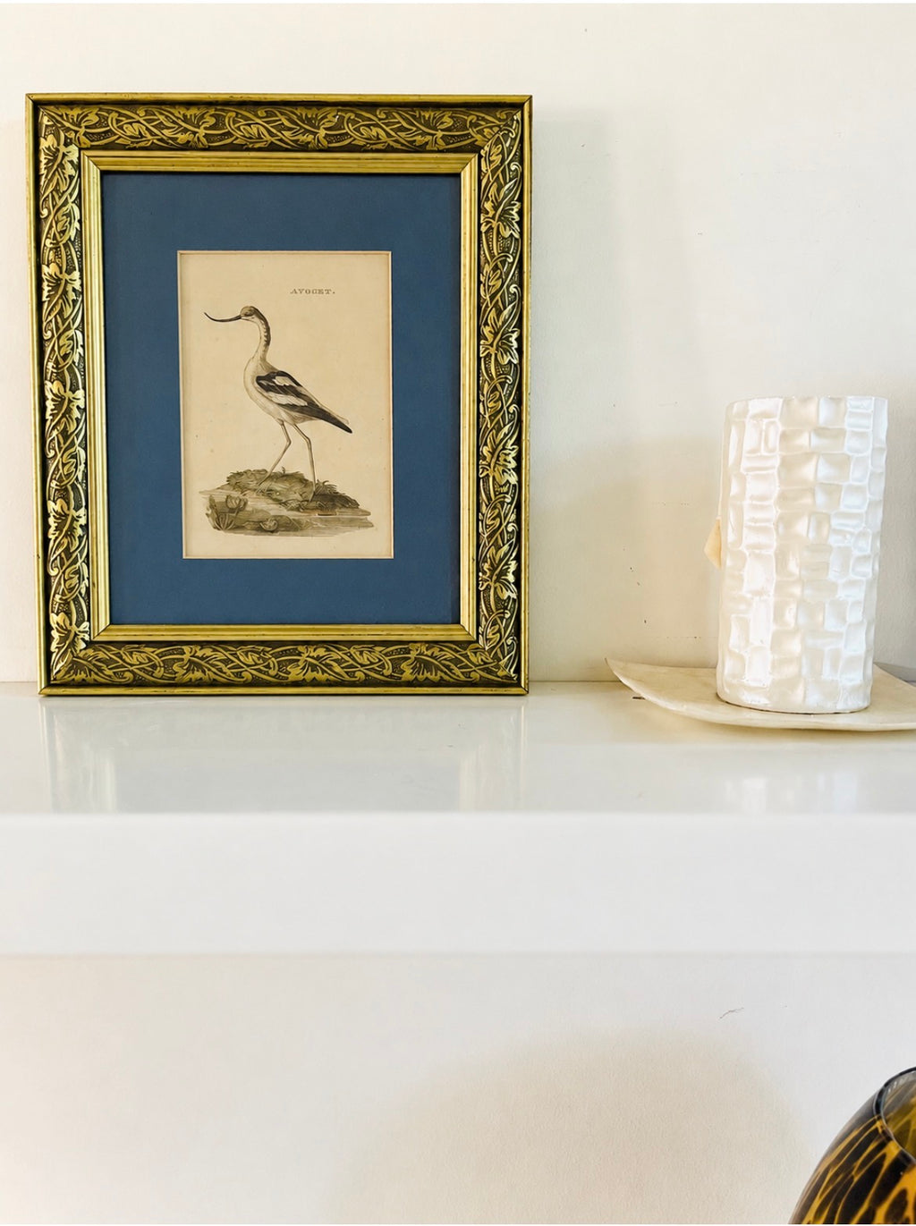 Antique framed shore bird