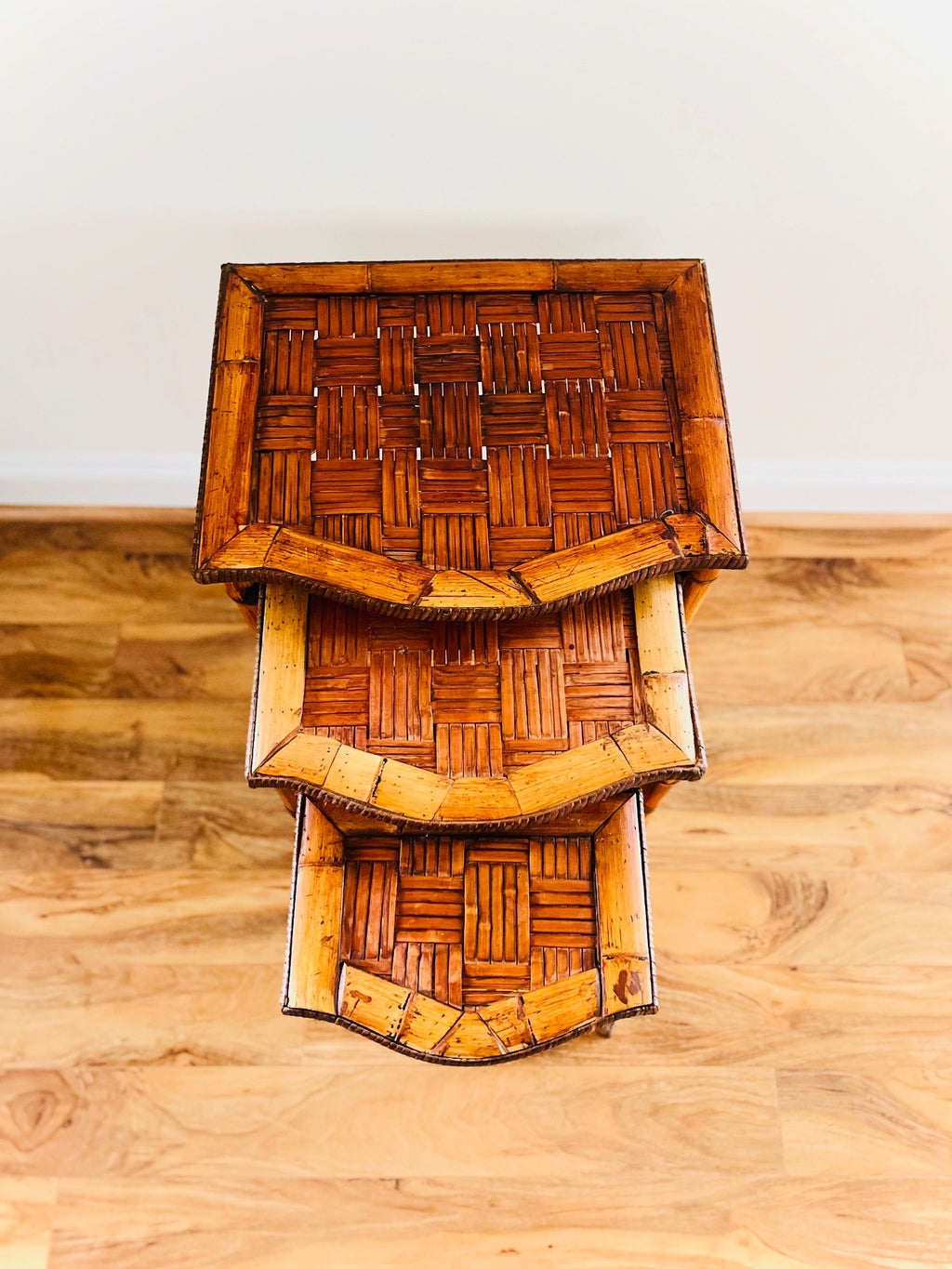 Burnt bamboo nesting tables