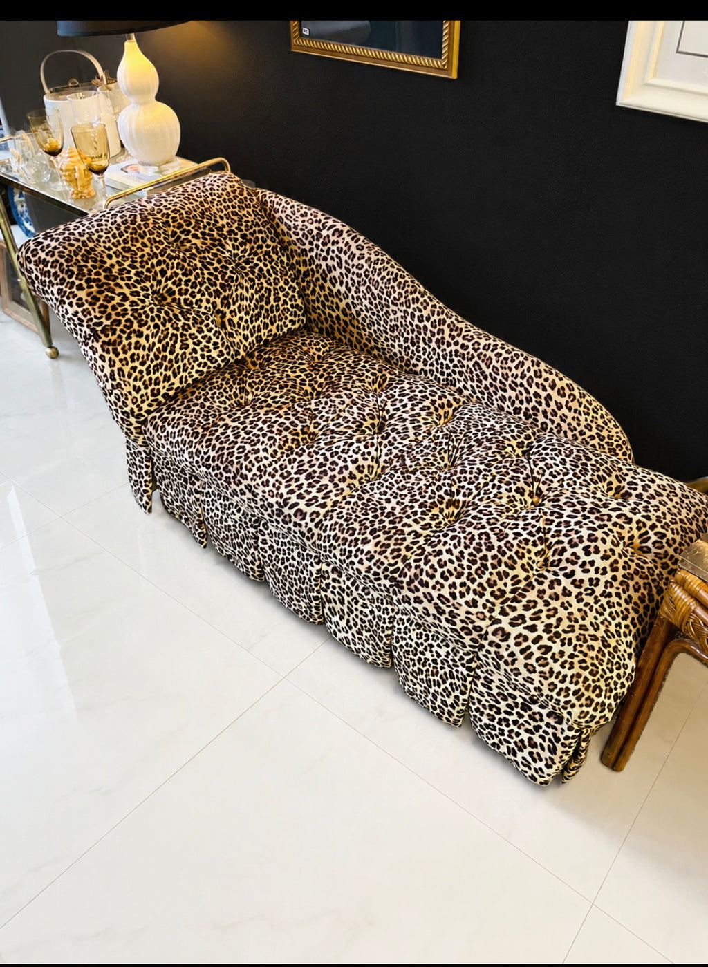 Leopard print chaise lounge