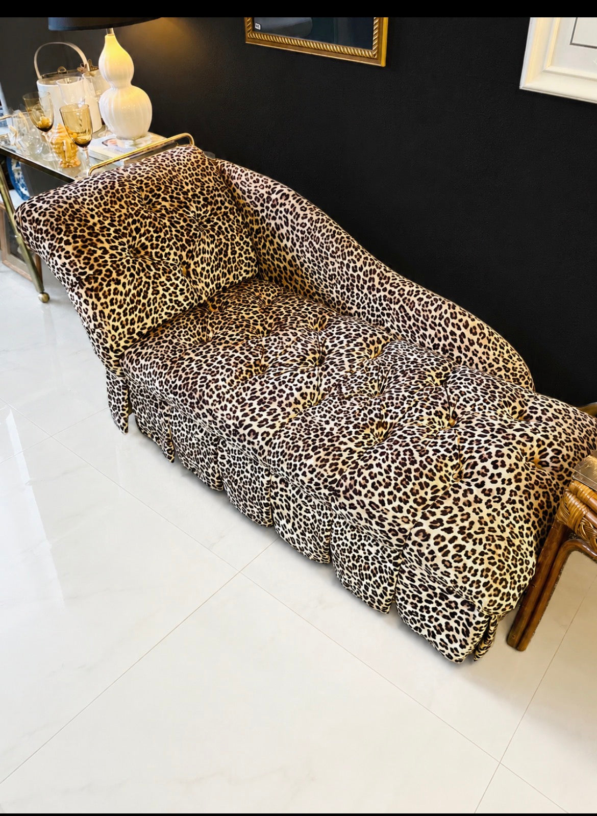 Leopard print chaise lounge