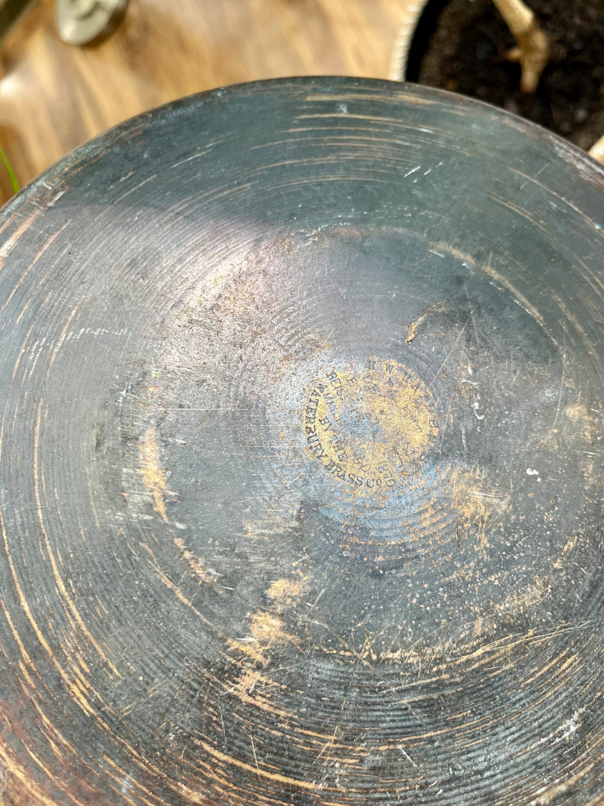 Antique brass bucket