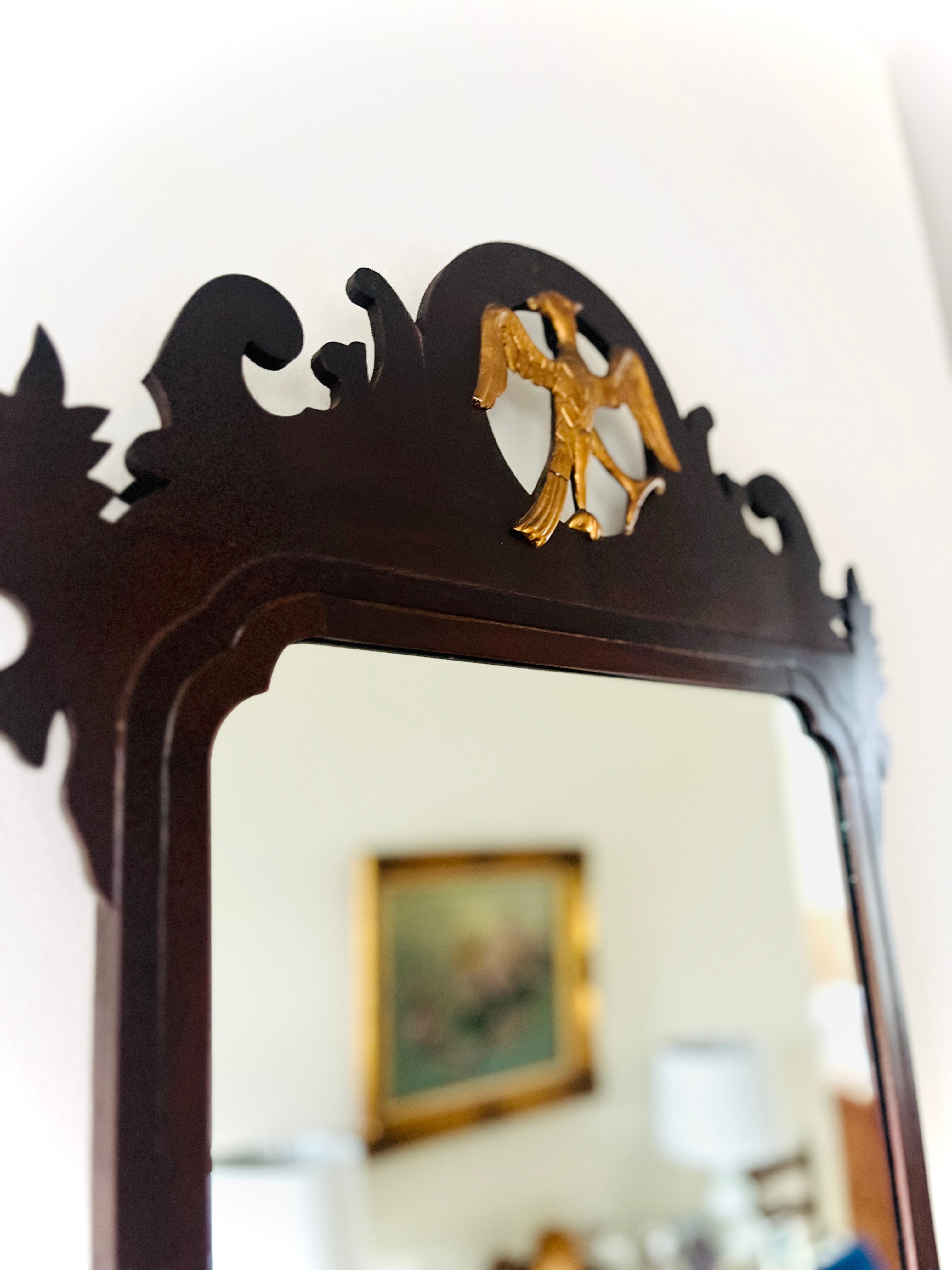 Mahogany Chippendale eagle mirror