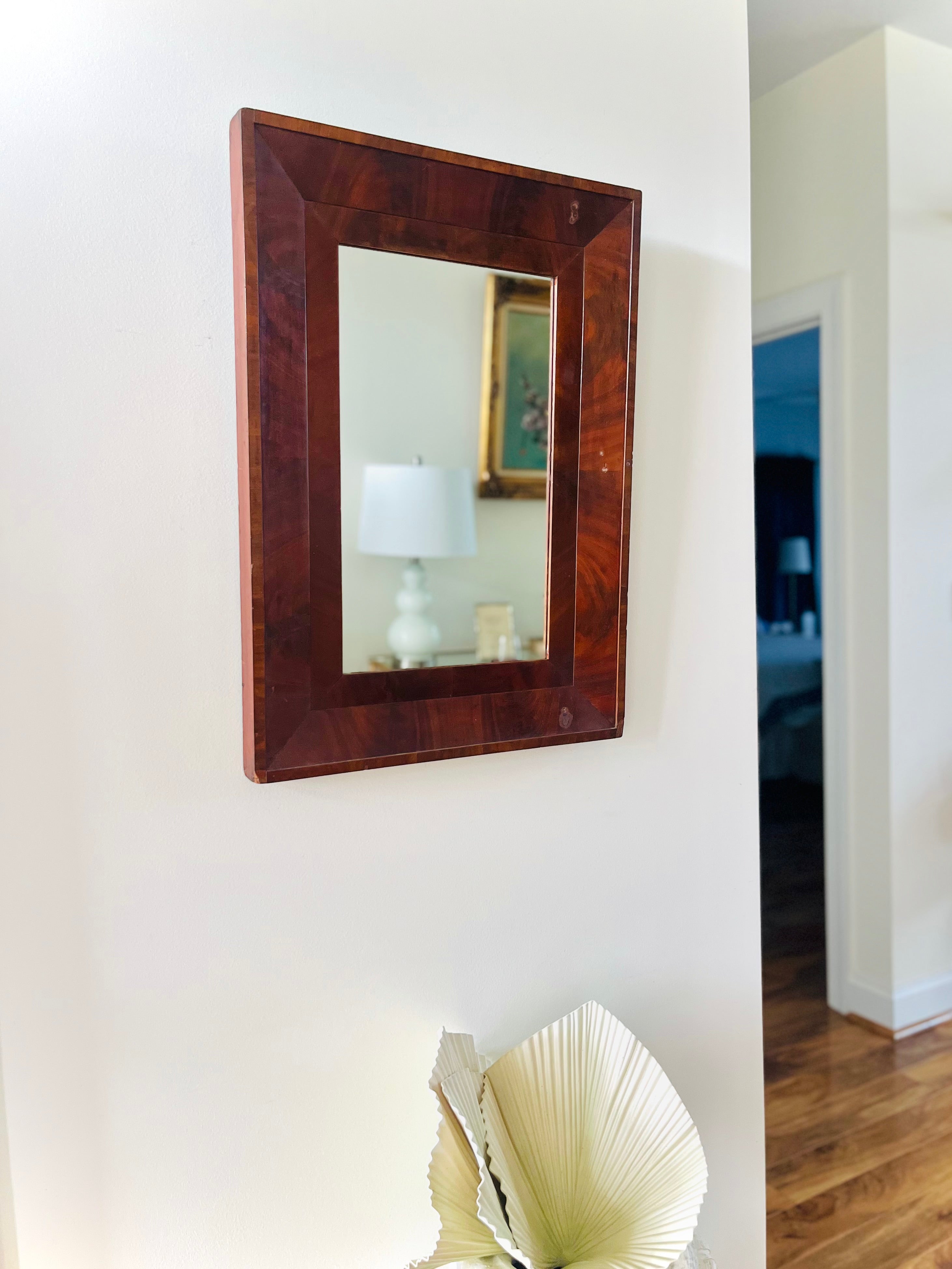 Antique burl mahogany mirror