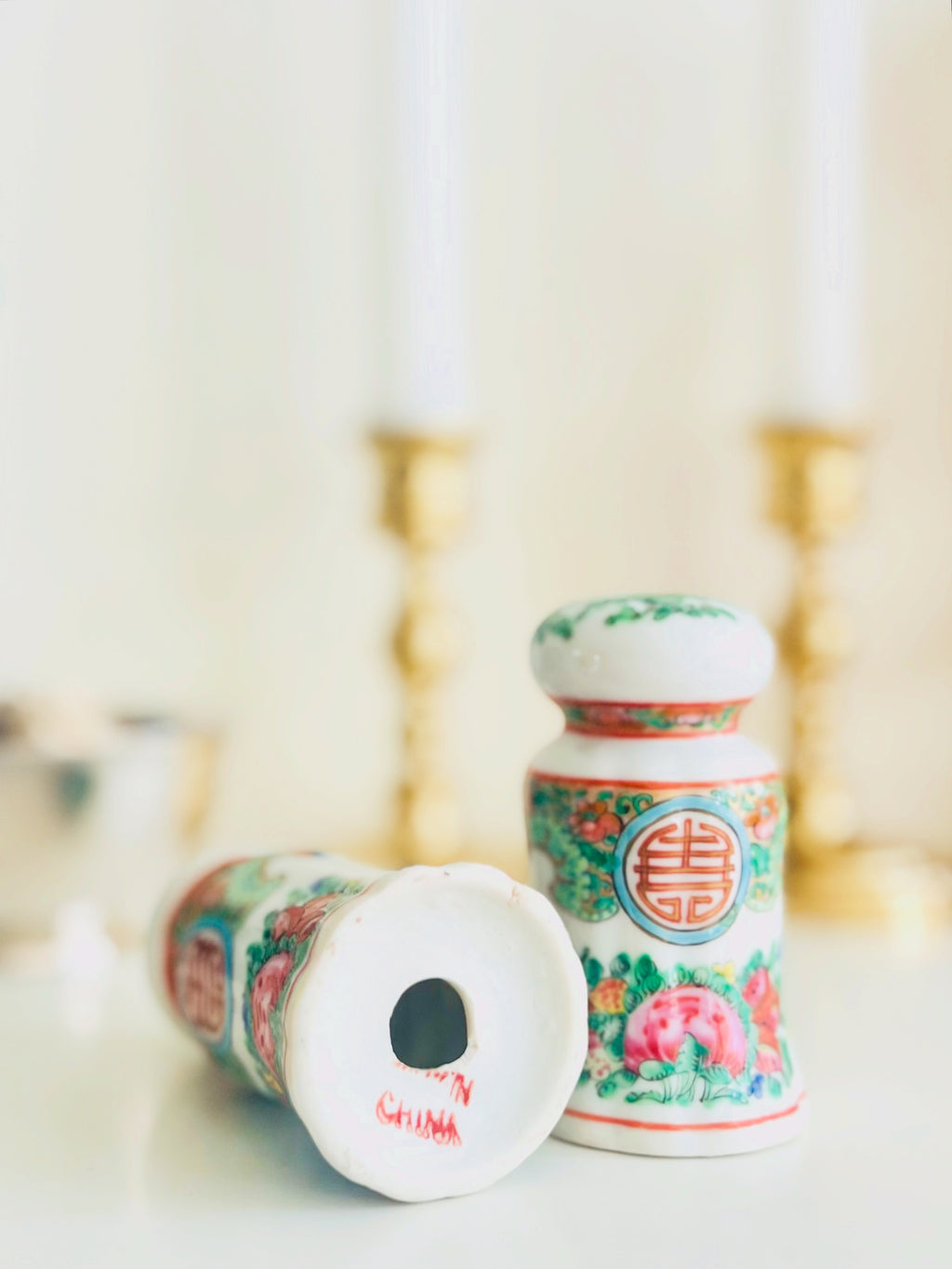 Rose Canton salt & pepper shakers