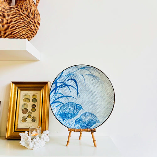 Blue & white 12” quail plate