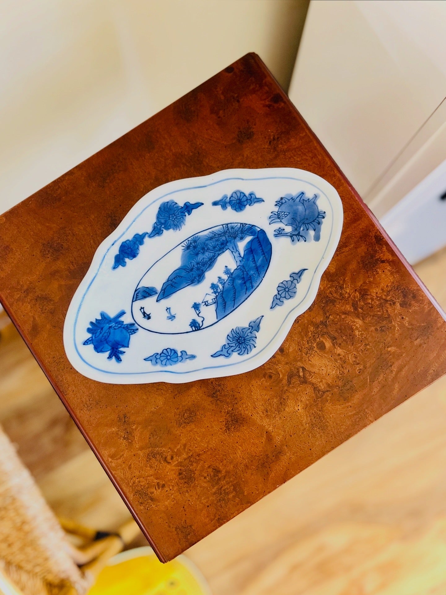 Blue & white chinoiserie dish