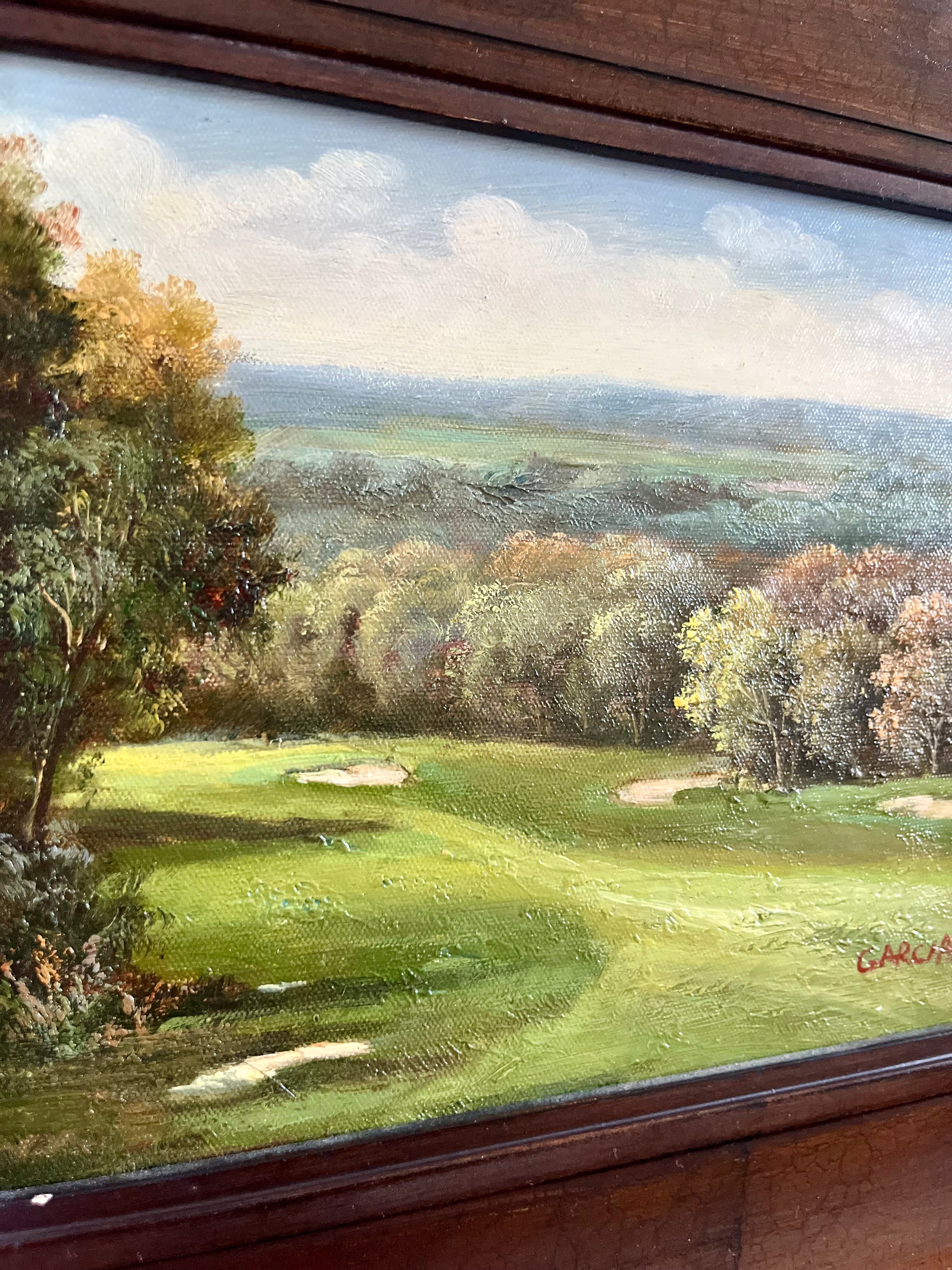 Golf course framed oil
