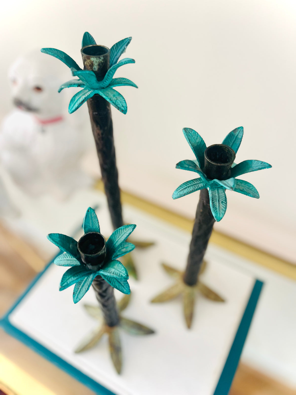 Palm tree candlestick set (3)