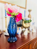 Blue glass fish vase