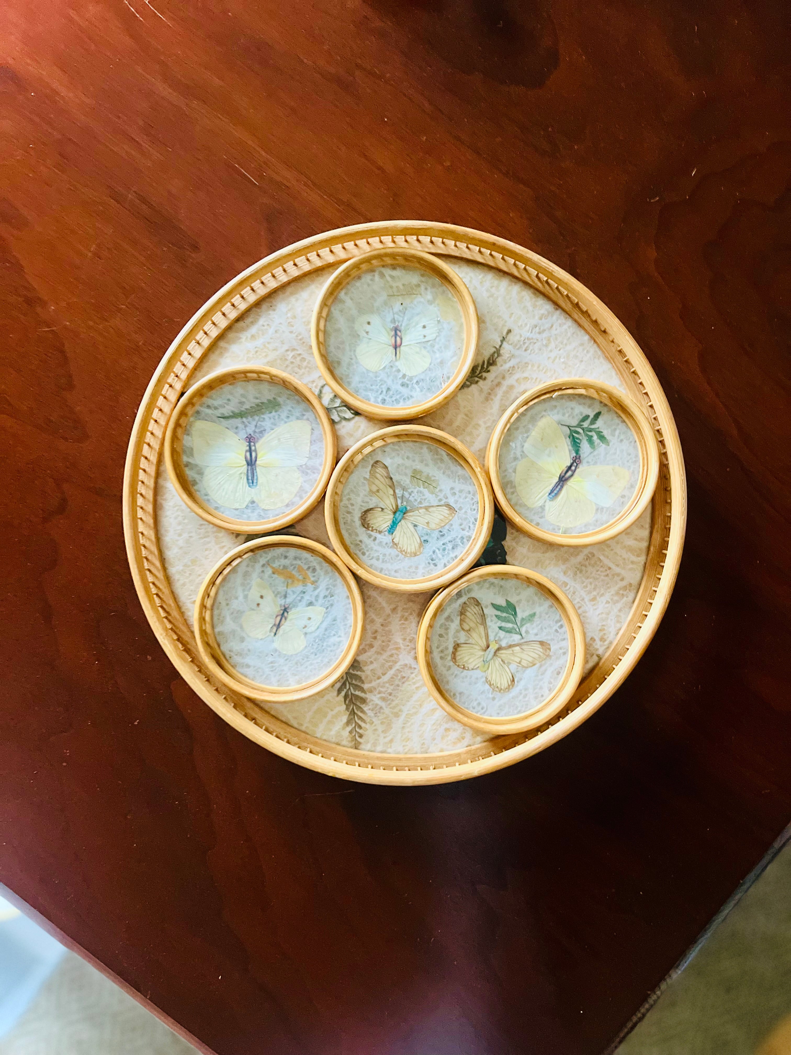 Butterfly tray & coaster set