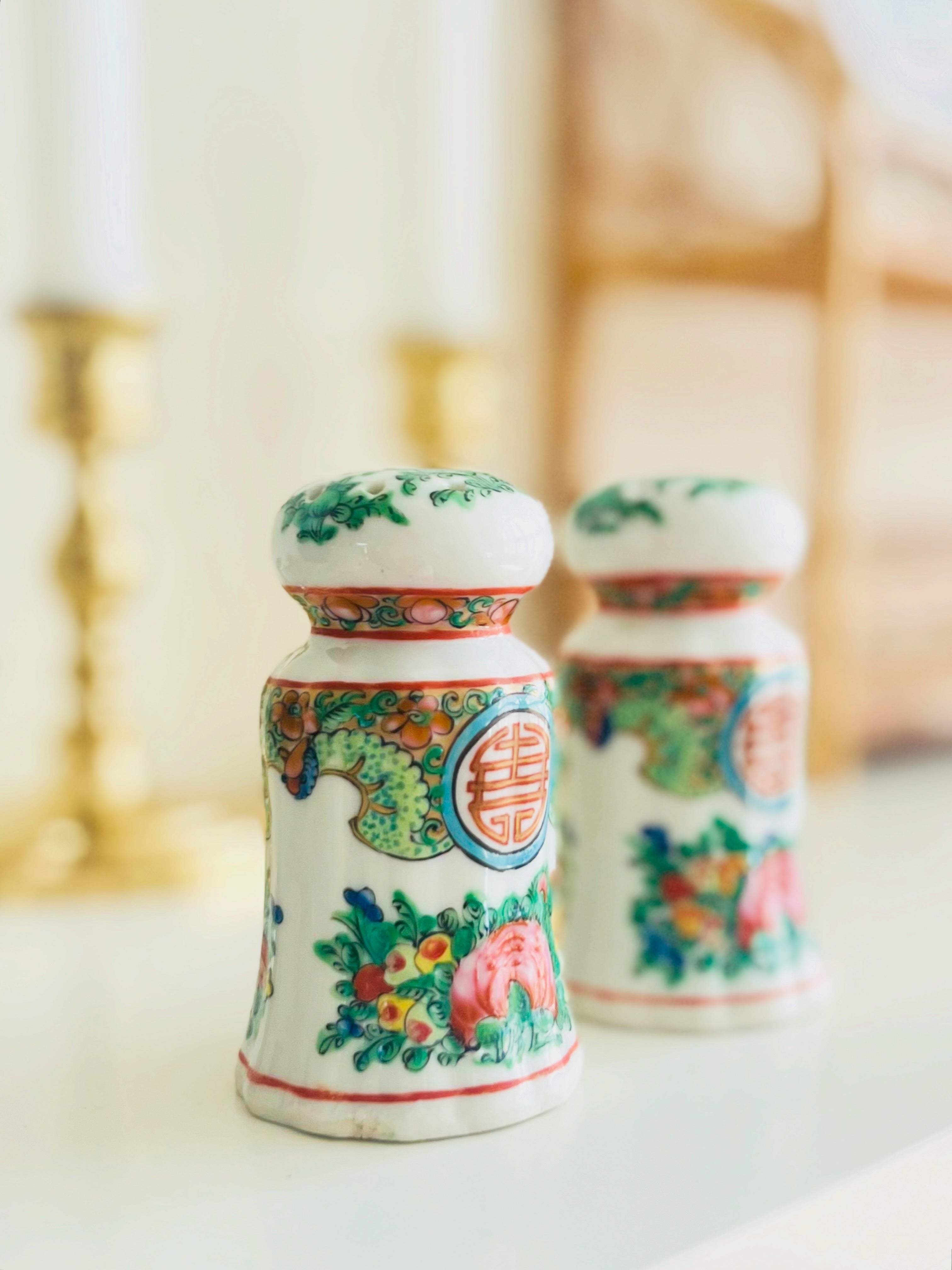 Rose Canton salt & pepper shakers