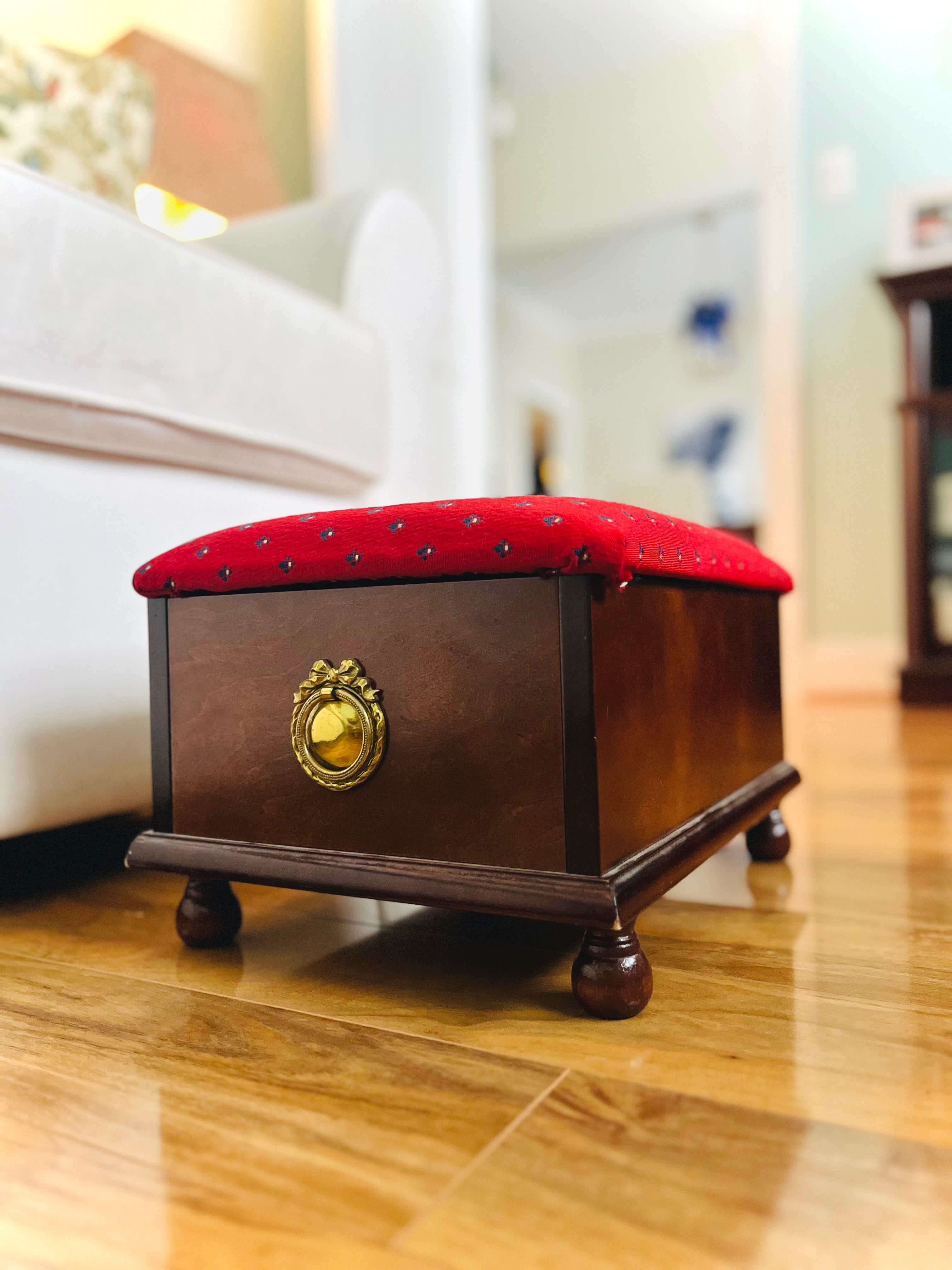 Mahogany footstool with storage