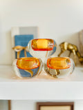 Amber glass candleholders (set 3)
