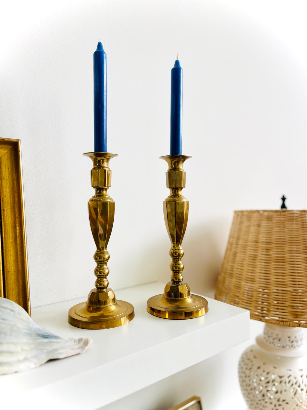 Brass candlestick pair 11” tall