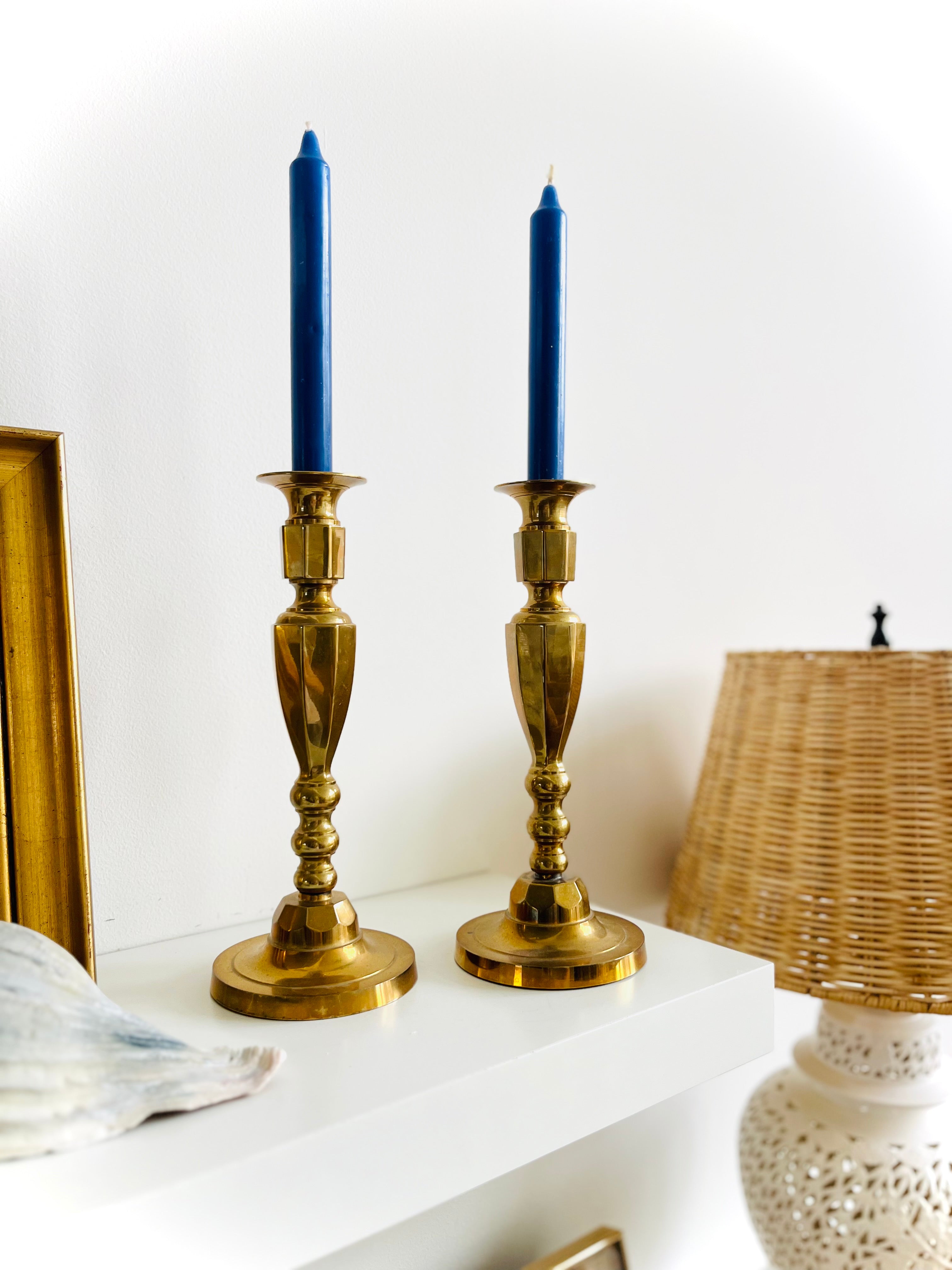 Brass candlestick pair 11” tall