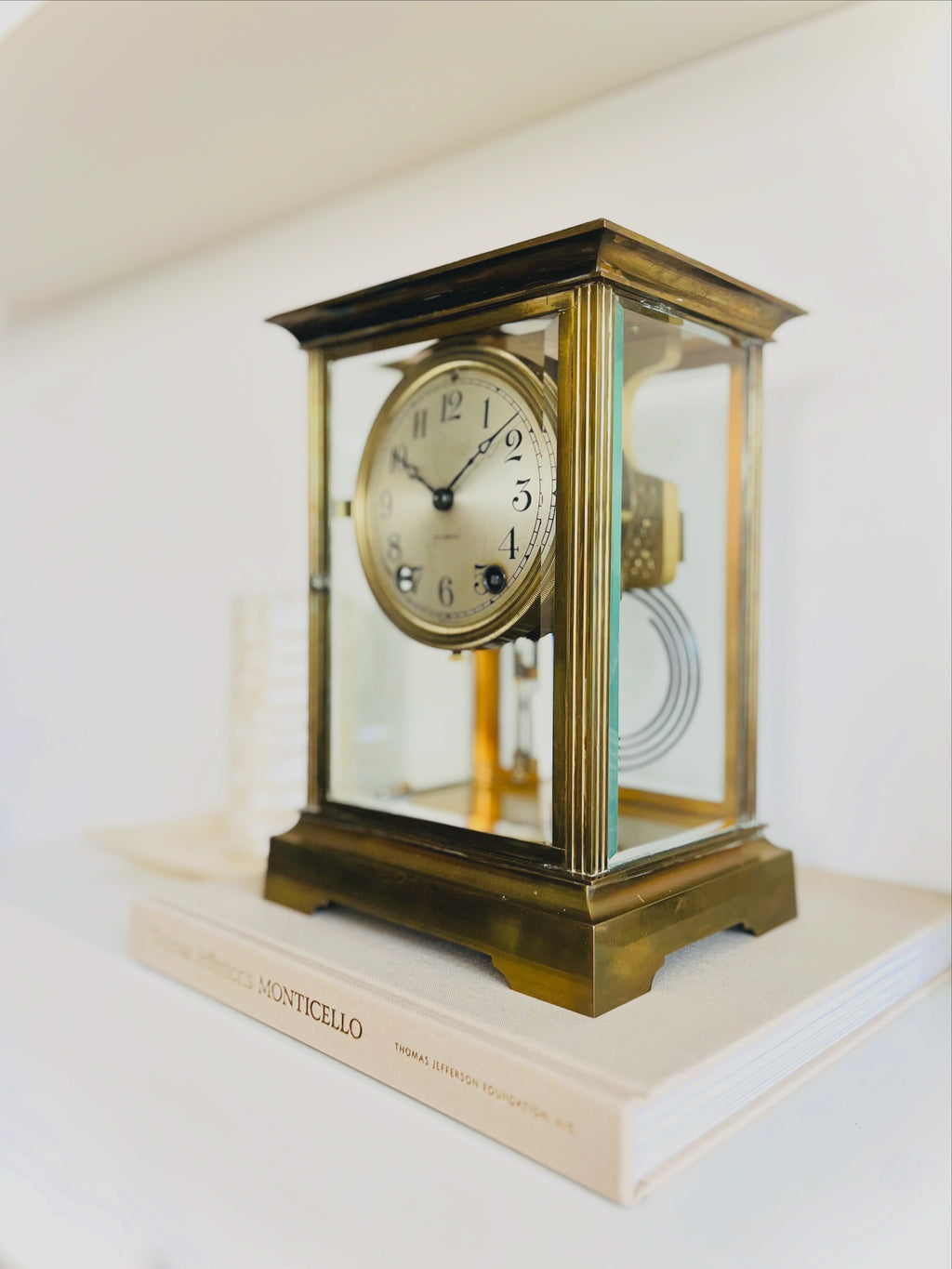 Seth Thomas brass & glass clock