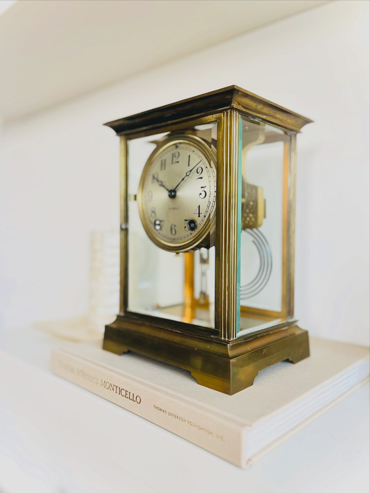 Seth Thomas brass & glass clock