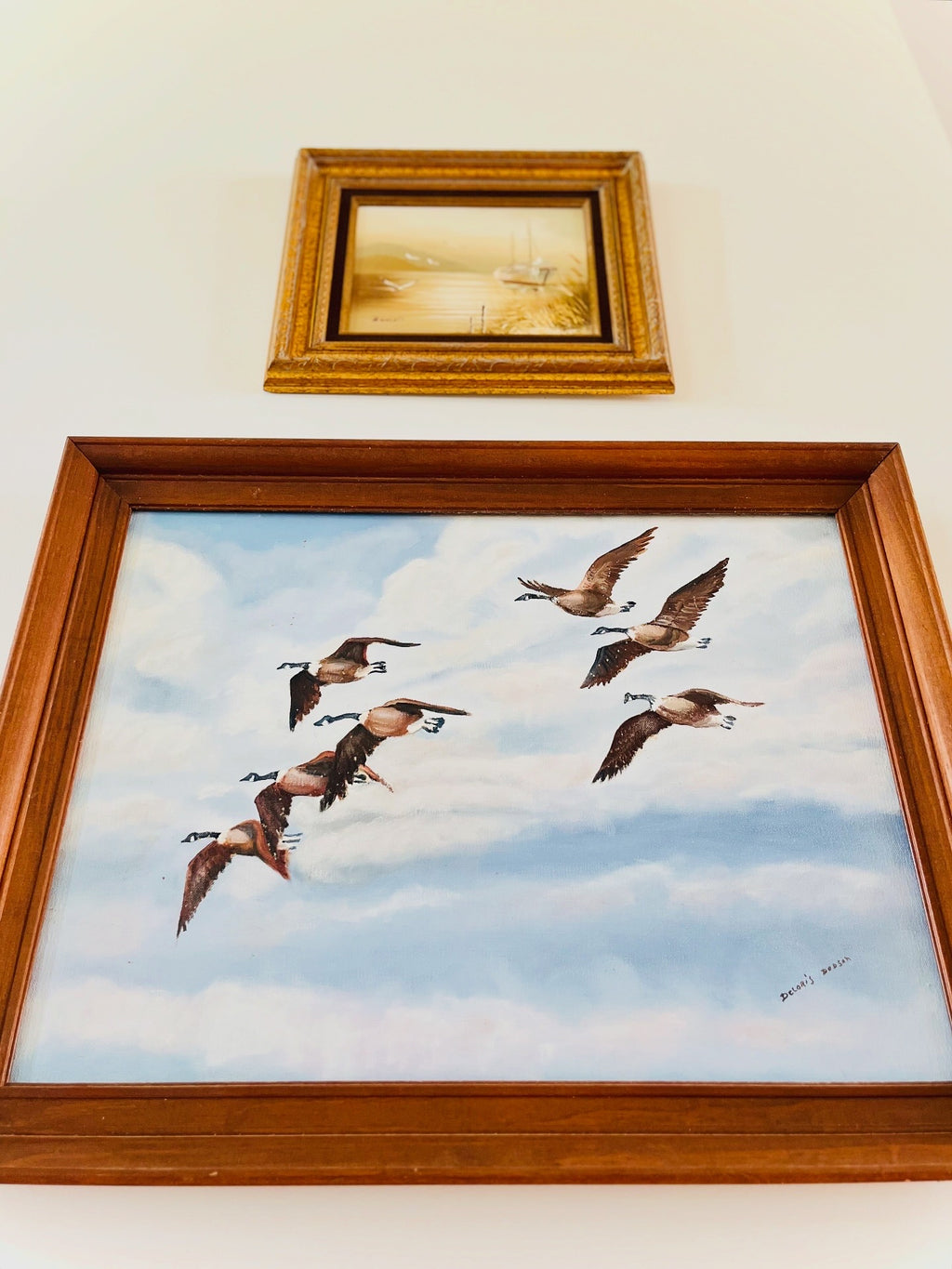 Canadian geese at flight art