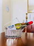 Silver toned wine bottle basket