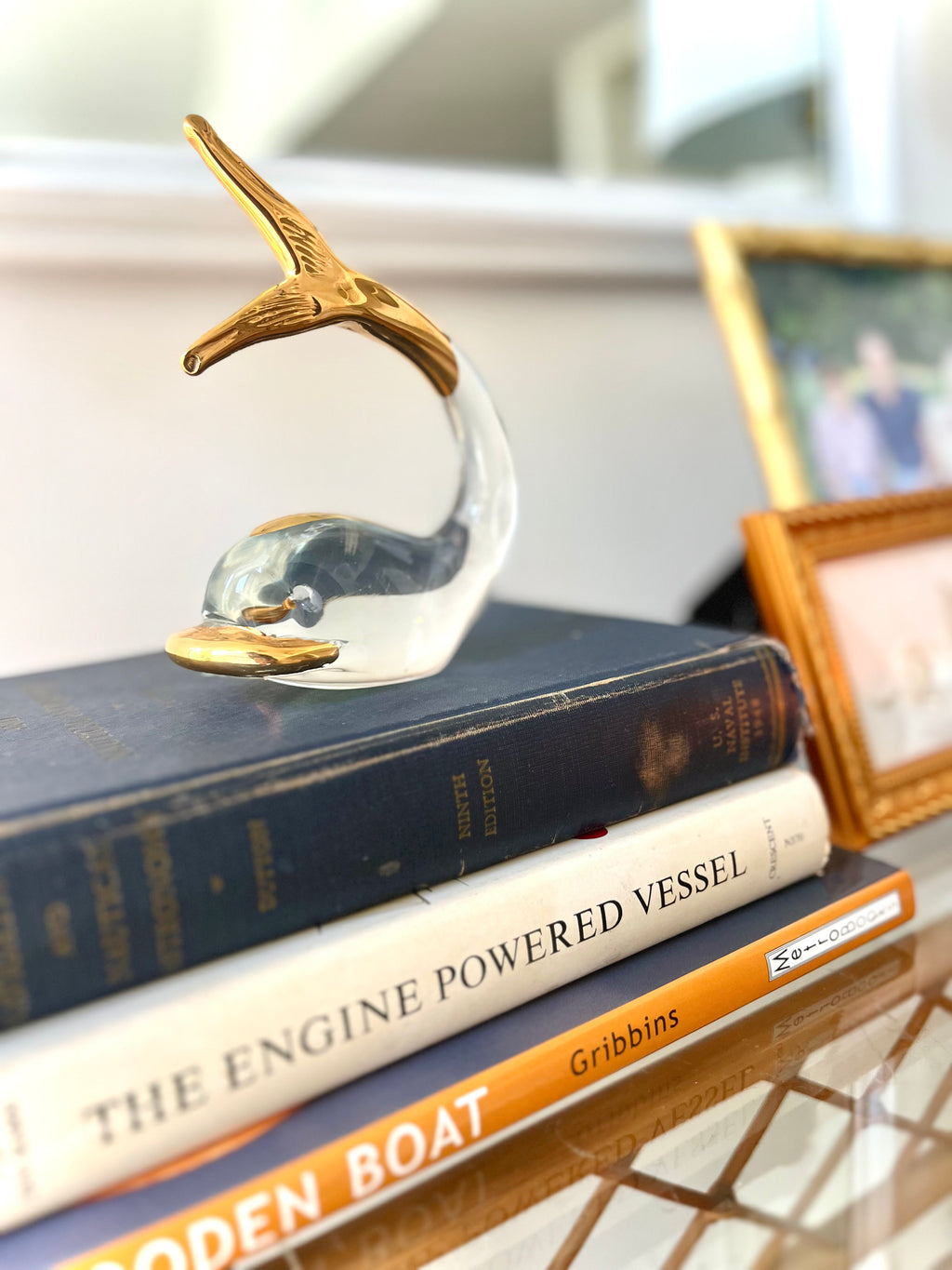 Art glass & gold whale