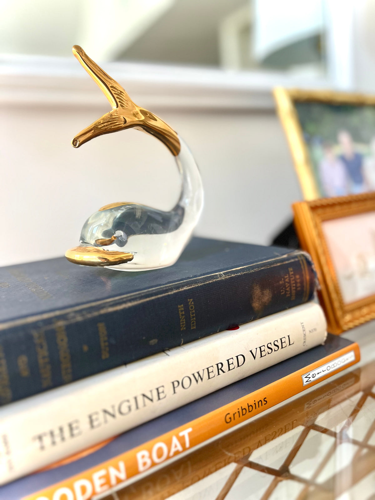 Art glass & gold whale