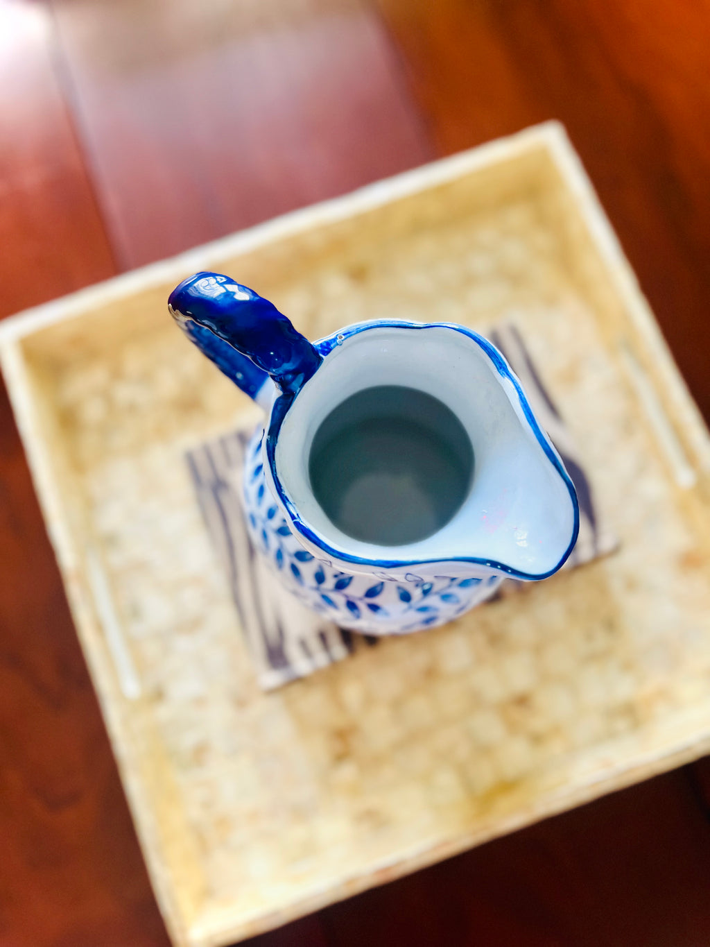 Blue & white pitcher