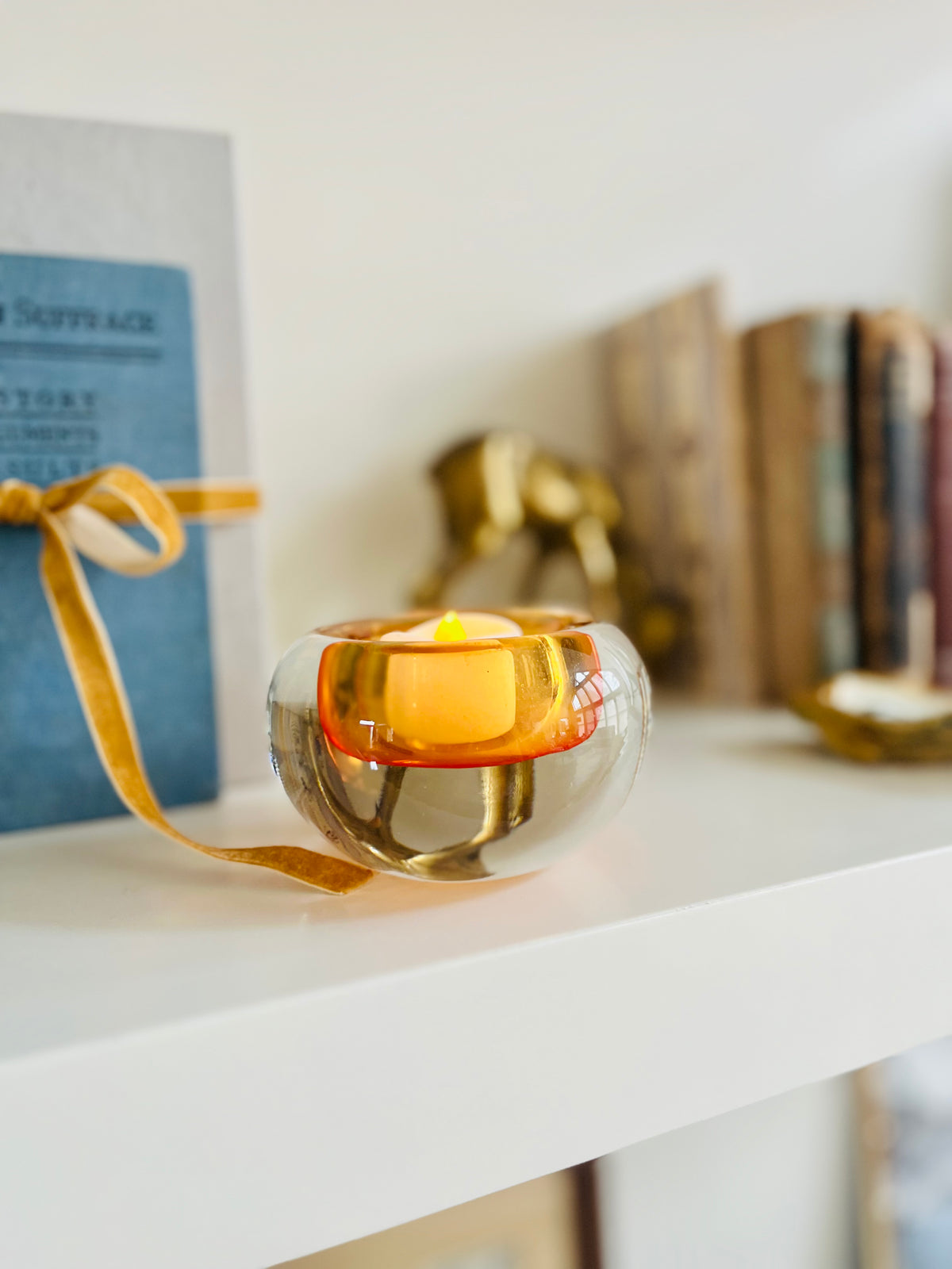 Amber glass candleholders (set 3)