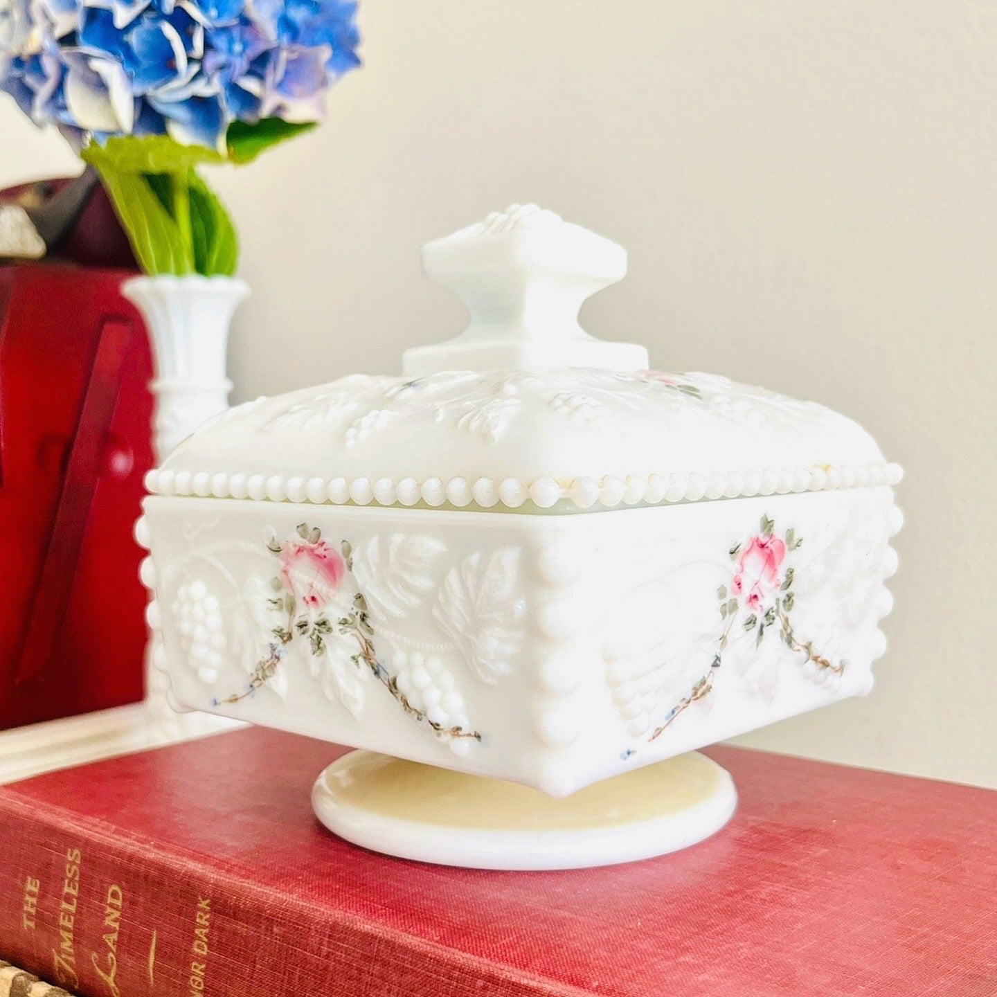 Milk glass pedestal dish